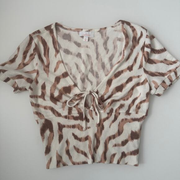 M Colsie Brown Zebra Print Crop Sweater - Picture 3 of 10